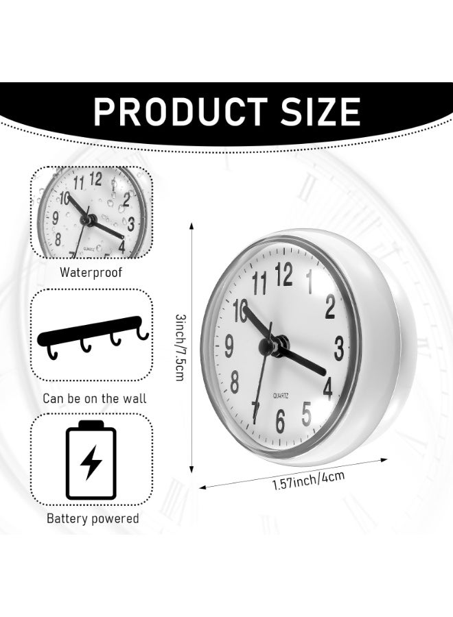SUNSAR Waterproof Shower Clock, Shower Timer with Strong Suction Cup Design, White Bathroom Clocks for Home Bathrooms Toilets Kitchens Hotels, Easy Reading Bathroom Wall Clock with Hour and Minute Hands - Image 2