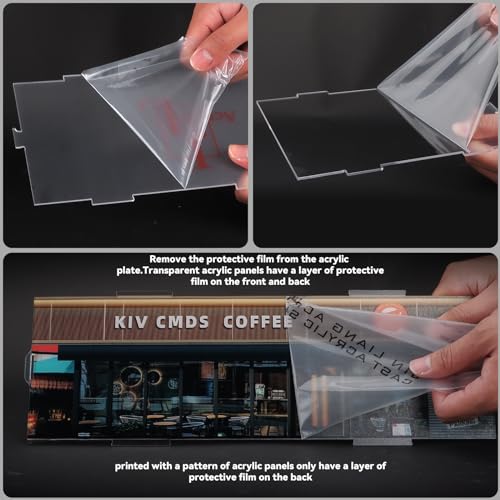 kivcmds 1:24 Scale Car Model Display Case with Parking Lot Scene for Car Model Toys and Lego, Display Stand for Alloy Car Model Toys with Light and Dust Cover (Coffee Bar Parking Lot) - Image 5