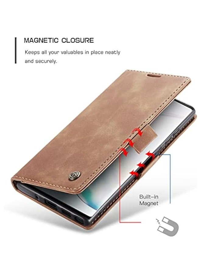 Matte Retro PU Leather Wallet Flip Case for Samsung Galaxy Note 10 Lite\/A81 - Brown