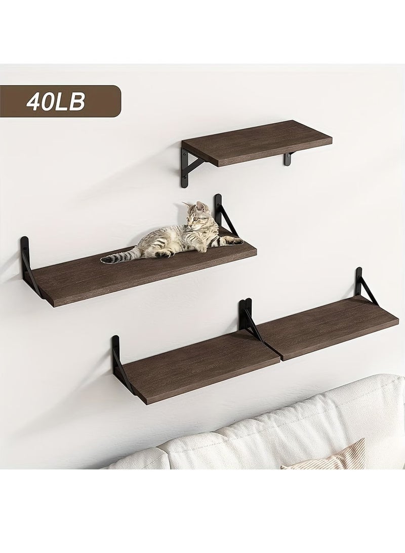 Forest Home 4pcs Rustic Wood Floating Shelves, Wall Mounted Storage Rack, Photo & Vase Display Shelf, Wall Decor, Home Decor, Aesthetics Room Decor, Storage & Organization For Bathroom, Bedroom, Living Room - Image 4