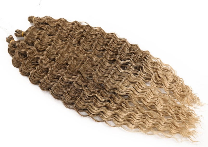 MAYSA Ocean Wave Crochet Hair Extensions, Curly Braiding Crochet Hair, Soft Synthetic Crochet Hair Extensions 22inch 6Packs #T8/24 Brown mix Blonde - Image 5