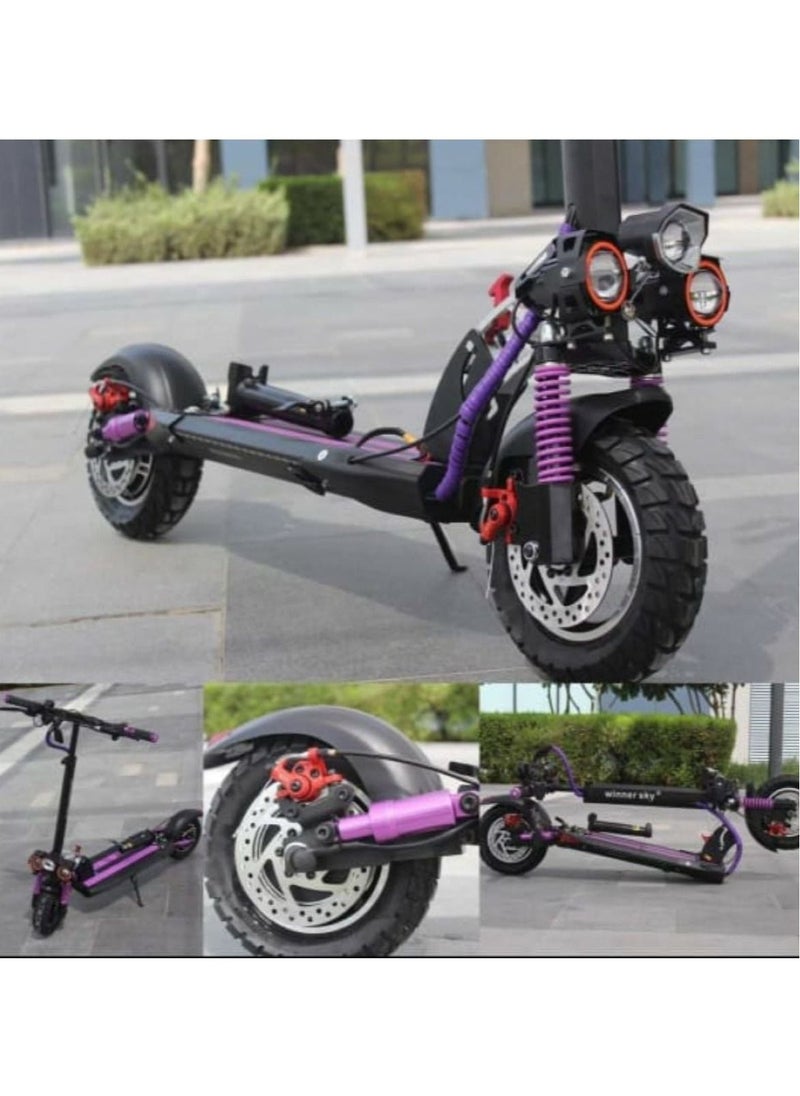 Winner Sky Electric Scooter E10 3 Lights Upgraded Version Speed 55Km Battery 48w 13Ah Motor 1200W Extra Smooth Purple  - Image 3