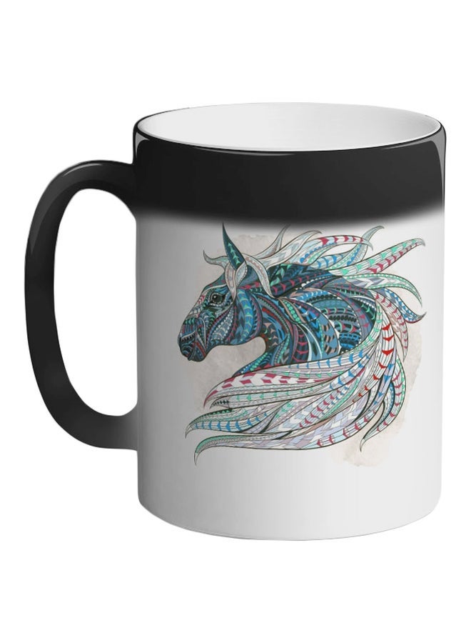 RYN Horse Drawing Printed Colour Changing Coffee Mug Black 11ounce