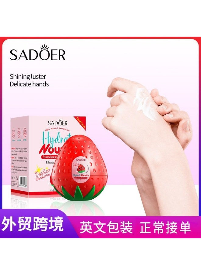SADOER 98% NATURAL STRWBERRY HYDRATE NOURISH HAND CREAM WITH VITAMIN E NICAINAMIDE 35g - Image 1