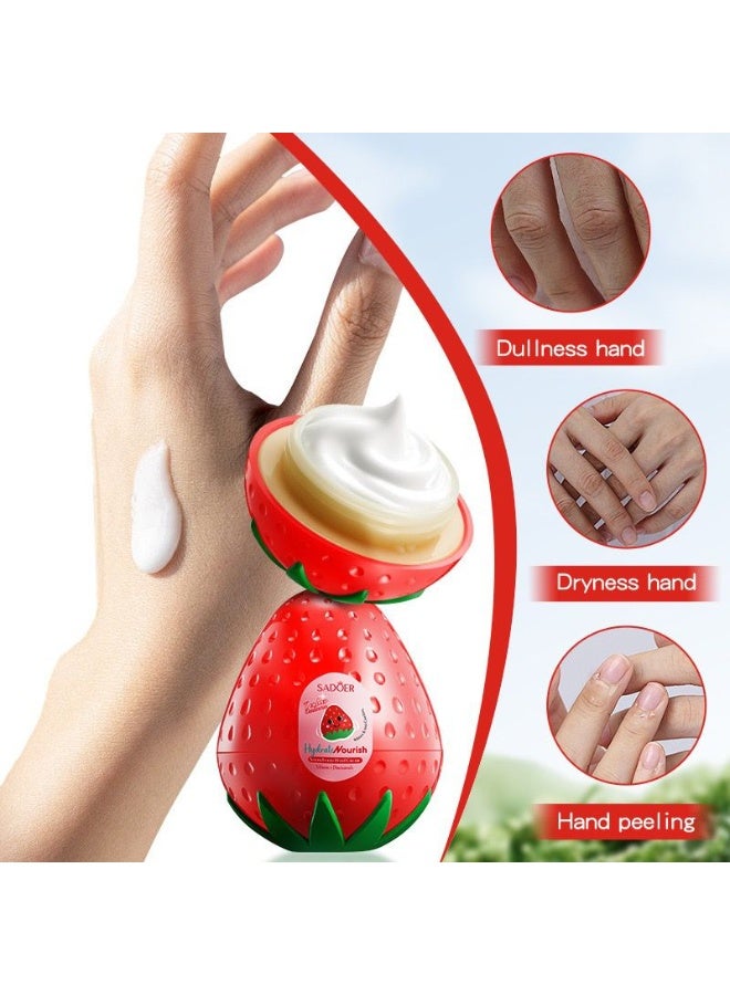 SADOER 98% NATURAL STRWBERRY HYDRATE NOURISH HAND CREAM WITH VITAMIN E NICAINAMIDE 35g - Image 2