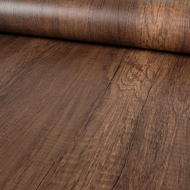 Decotalk ورق لاصق خشبي 30"×400"، ورق جدران خشبي للمطابخ، ورق جدران خشبي لغرفة النوم، ورق لاصق خشبي قابل للإزالة بني، ورق لاصق خشبي بمظهر مطفي - Image 5