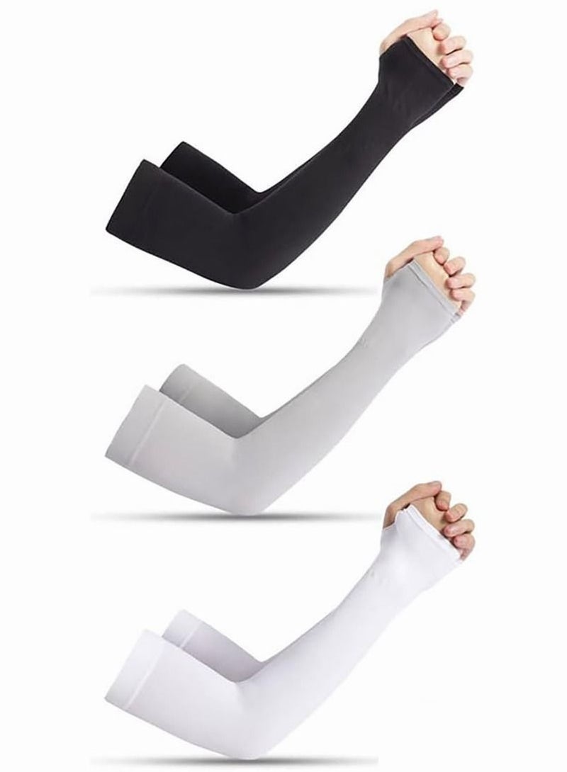3 أزواج أكمام أذرع قابلة للتمدد من أشعة الشمس الرياضية للحماية من الأشعة فوق البنفسجية وأكمام أذرع ضاغطة مناسبة للعب الجولف والصيد والجري - Image 1