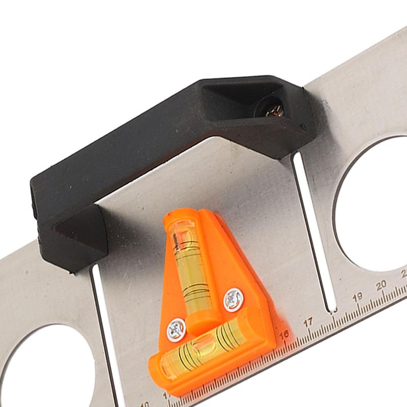 Level Ruler Stainless Steel Scribing Meter Tool with Clear Scale and Bubble Level, Durable and Rustproof - Accurate Positioning, Easy Measurement for Woodworking and Installation - Image 1
