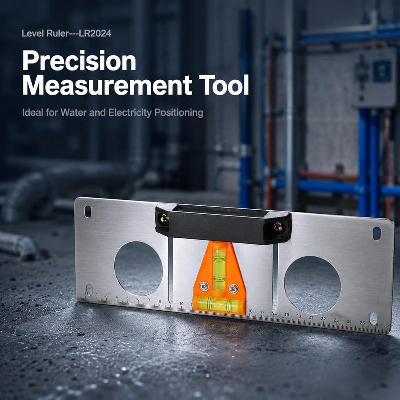 Level Ruler Stainless Steel Scribing Meter Tool with Clear Scale and Bubble Level, Durable and Rustproof - Accurate Positioning, Easy Measurement for Woodworking and Installation - Image 2
