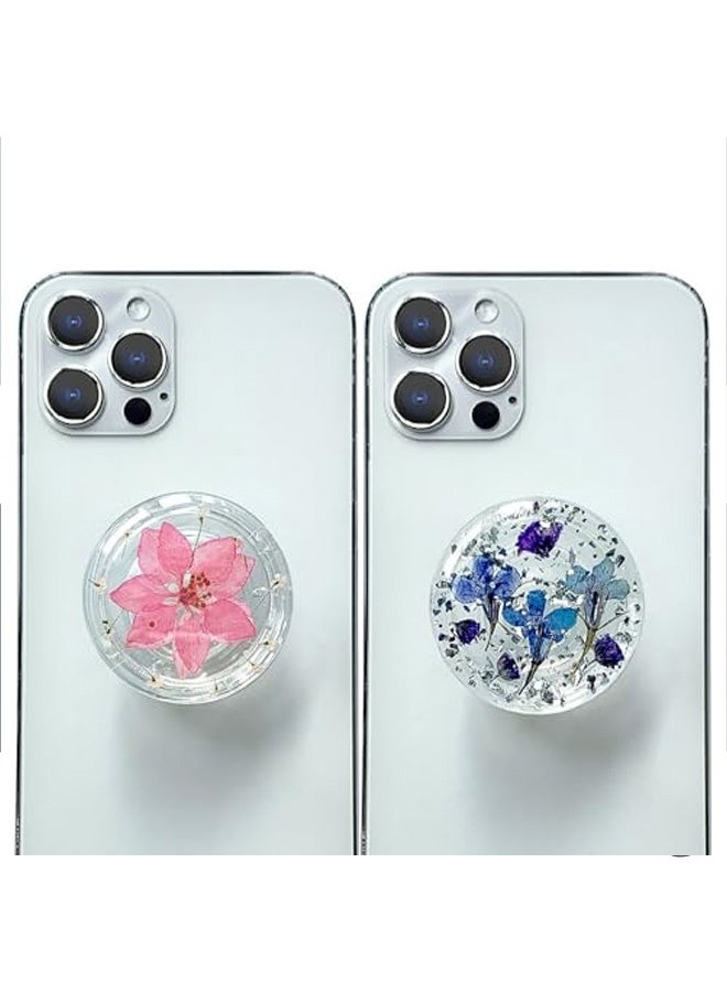 JZS PopGrip Plant, 2 Pcs Expanding Stand and Grip with a Swappable Top for Phones & Tablets Eco-Friendly PopSockets for Phone