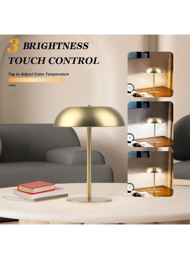 Rich Life Rechargeable Cordless LED Desk Lamp Portable Metal Table Lamp Gold | USB-C Charging Bedside Night Light with 3 Color Dimmable Modes 2000mAh Battery for Bedroom Office Study Camping Restaurant Bar Home Decor - Image 3