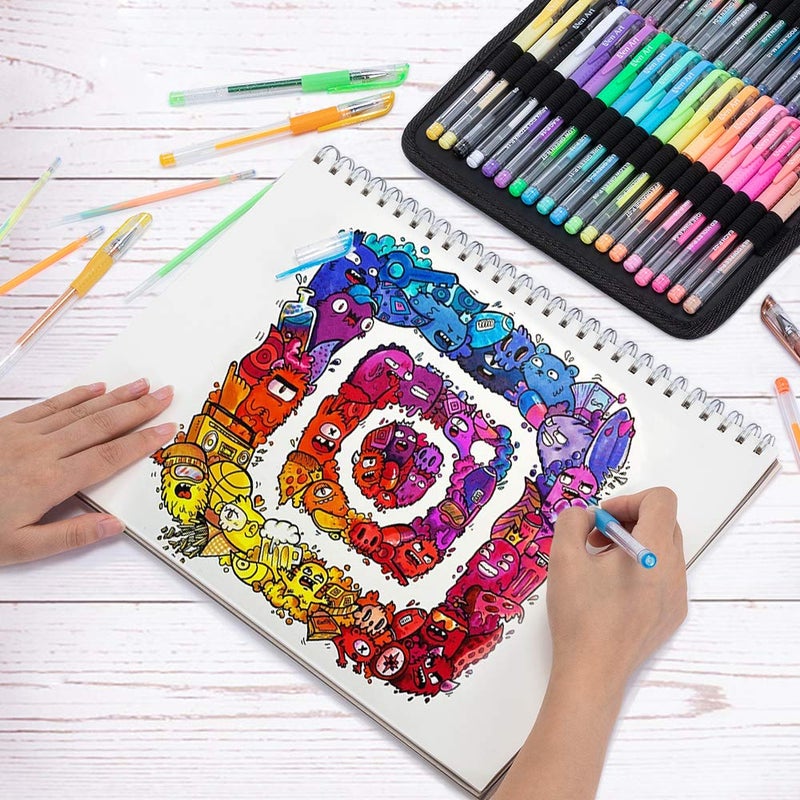 Aen Art Gel Pens for Adult Coloring Books, 160 Pack Artist Colored Gel Pen with 40% More Ink, Black Case. Perfect for Kids Drawing Doodle Crafts Journaling Planner - Image 3