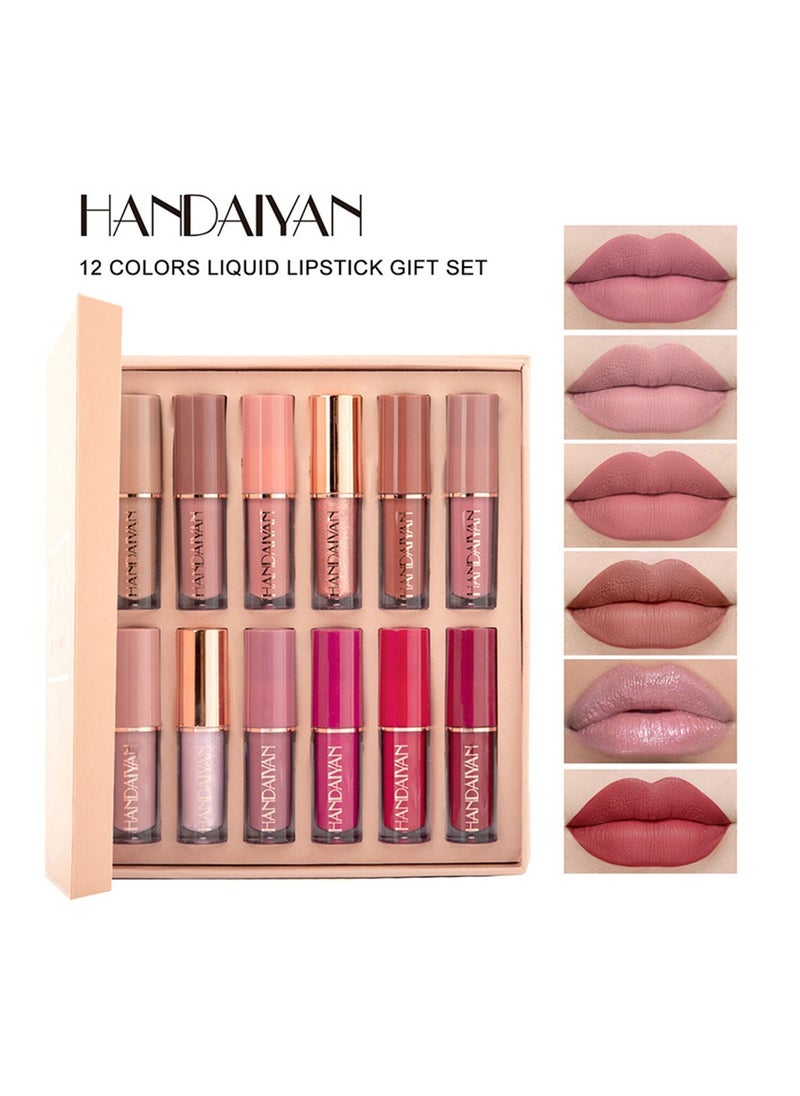Handaiyan Lipstick Set Nude Liquid Lipstick Matte 12 Colors Waterproof Long Lasting for Women Highly Pigment Velvety Super Stay Soft Hydrating & Lightweight Professional Moisturizing Makeup Lips Gif Multicolor  - Image 2