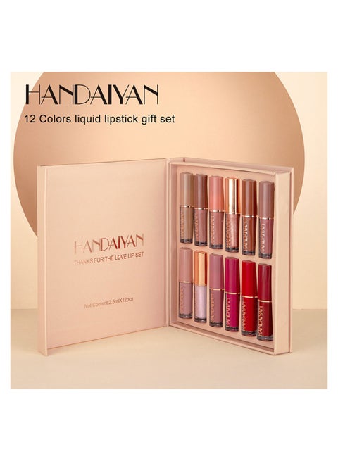 Lipstick Set Nude Liquid Lipstick Matte 12 Colors Waterproof Long Lasting for Women Highly Pigment Velvety Super Stay Soft Hydrating & Lightweight Professional Moisturizing Makeup Lips Gif Multicolor