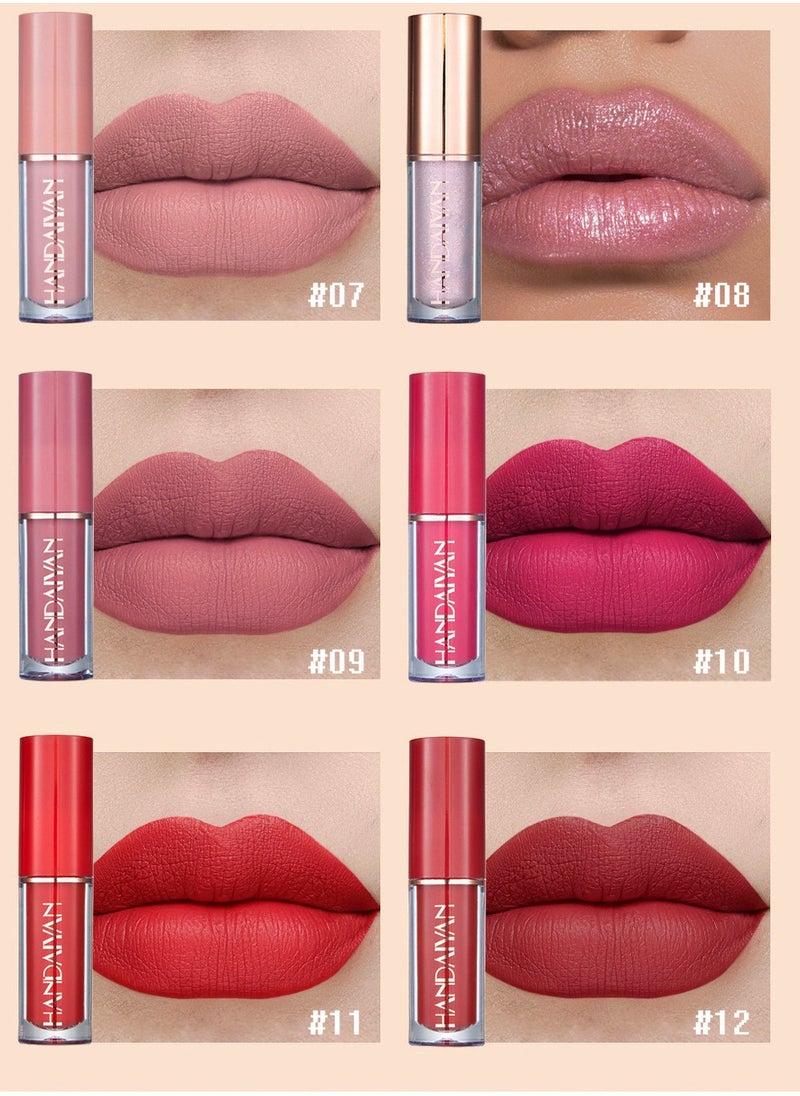 Handaiyan Lipstick Set Nude Liquid Lipstick Matte 12 Colors Waterproof Long Lasting for Women Highly Pigment Velvety Super Stay Soft Hydrating & Lightweight Professional Moisturizing Makeup Lips Gif Multicolor  - Image 4