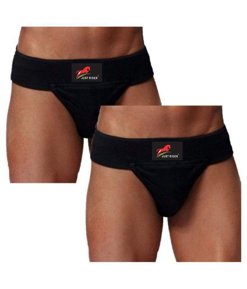 Just Rider Cotton Supporter Jockstrap with Cup Pocket Athletic Fit Brief for Gym and Fitness (Pack of 2) (2, Medium) - Image 1