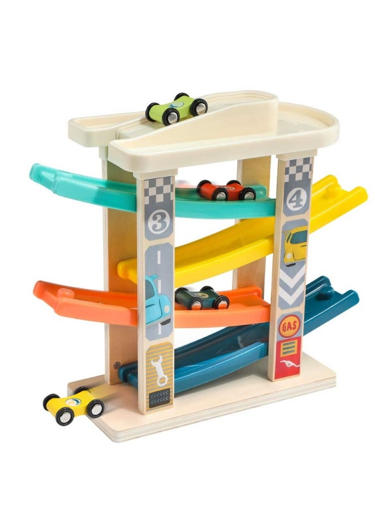 Kids Toys Wooden Ramp Racer Car Track For Toddlers Top Bright Kids Toys Racing Kit With Garage And Cars  - Image 4