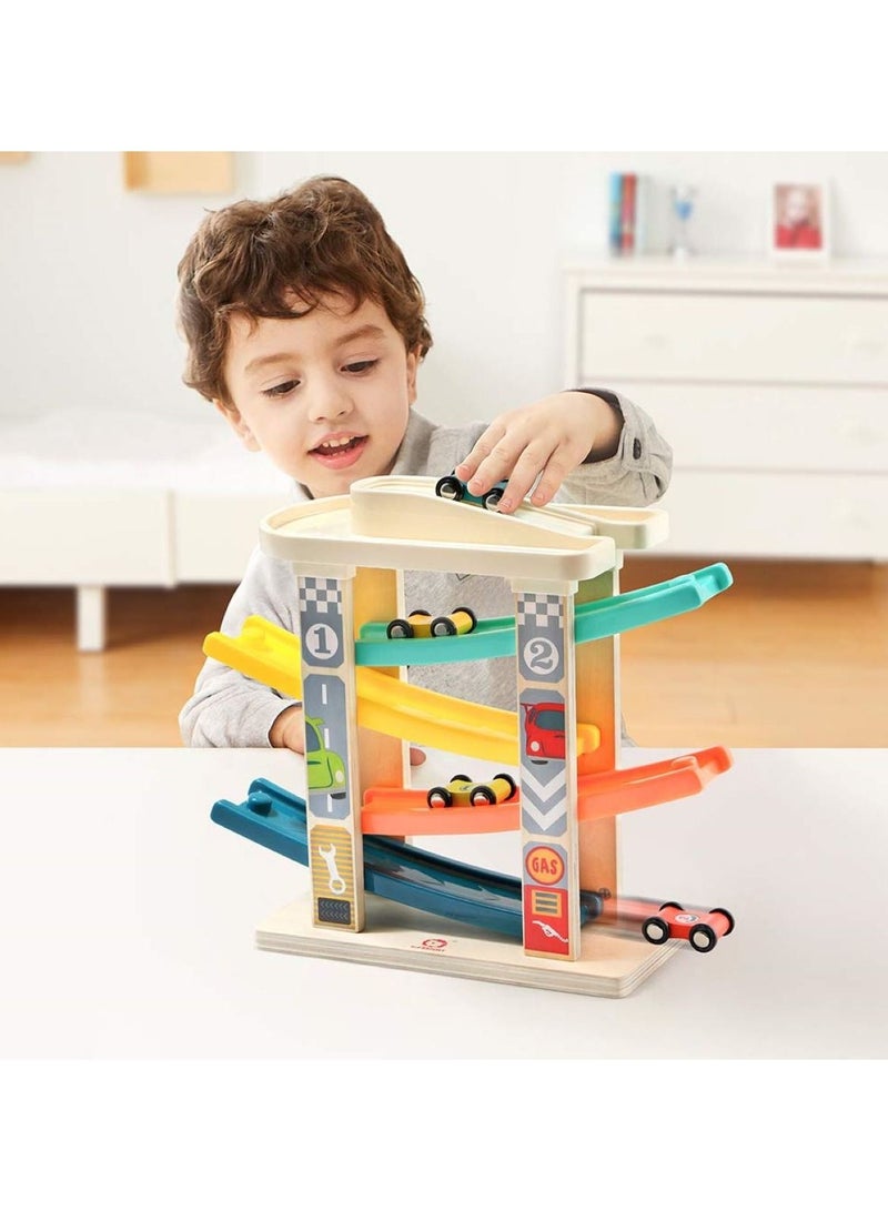 Kids Toys Wooden Ramp Racer Car Track For Toddlers Top Bright Kids Toys Racing Kit With Garage And Cars  - Image 1