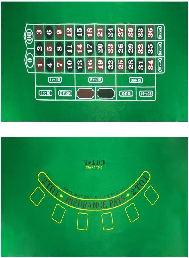 KNK 2-in-1 Casino Roulette & Blackjack Mat: 72x36 Water-Resistant, Lightweight for Home Gaming Fun! - Image 1