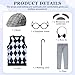 Liitrsh 8 Pcs Old Man Costume for Kids Grandpa Costume 100 Days of School Halloween Vest and Pants for Boys57 YearsBlue Grey Plaid - Image 4