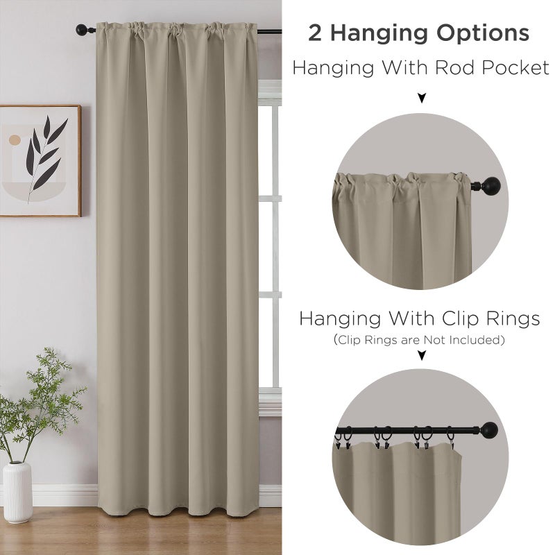 CUCRAF Light Beige Blackout Curtains 84 inch Length 2 Panels Set, Rod Pocket Room Darkening Drapes for Bedroom Living Room, Insulated Thermal Light Blocking Window Curtain (W52 x L84 Inch) - Image 3