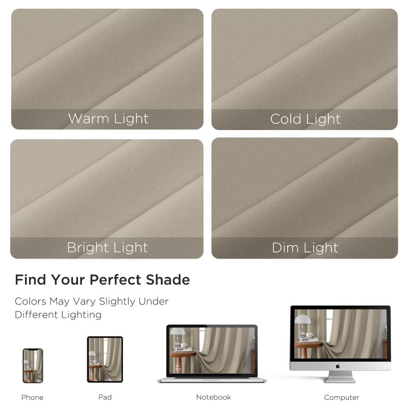 CUCRAF Light Beige Blackout Curtains 84 inch Length 2 Panels Set, Rod Pocket Room Darkening Drapes for Bedroom Living Room, Insulated Thermal Light Blocking Window Curtain (W52 x L84 Inch) - Image 4