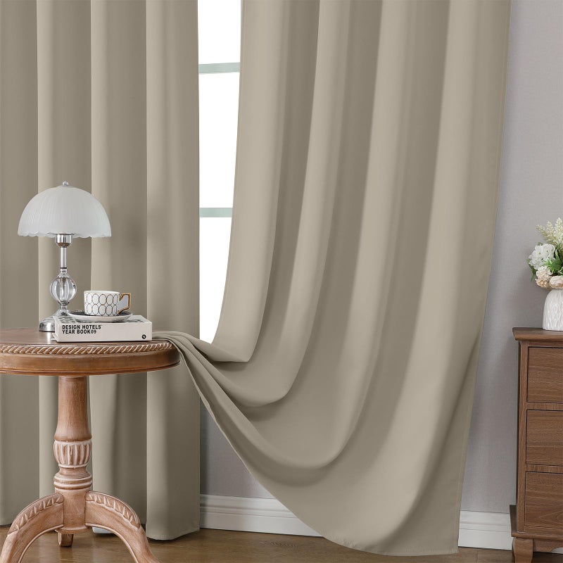 CUCRAF Light Beige Blackout Curtains 84 inch Length 2 Panels Set, Rod Pocket Room Darkening Drapes for Bedroom Living Room, Insulated Thermal Light Blocking Window Curtain (W52 x L84 Inch) - Image 5