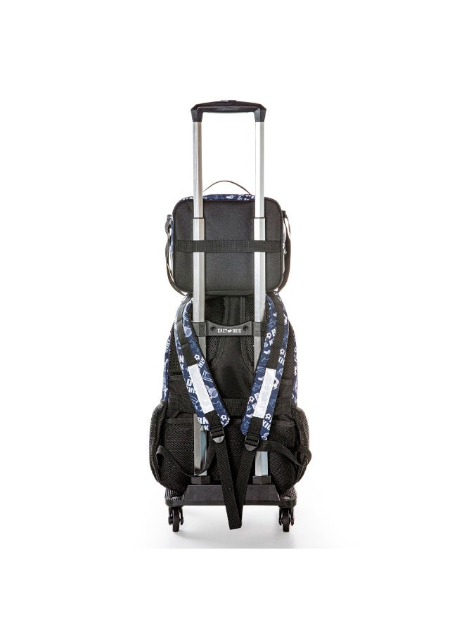 Eazy Kids 18" Set of 4 Backpack w/ 4 Wheel Trolley, Lunch Bag and Pencil Case - Football - Image 3