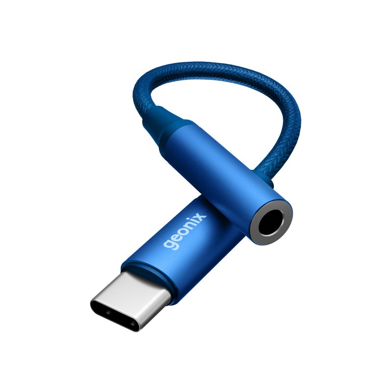 Geonix Befit AX7 Type-C to 3.5mm AUX Female Converter | MIC & Audio Support | Smart DAC Chip | Plug & Play | 13cm Cable, 1 Year Warranty (Royal Blue) - Image 3