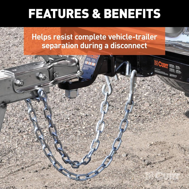 Curt 80312 27-Inch Trailer Safety Chain with 3/8-In Snap Hook, 2,000 lbs Break Strength - Image 4