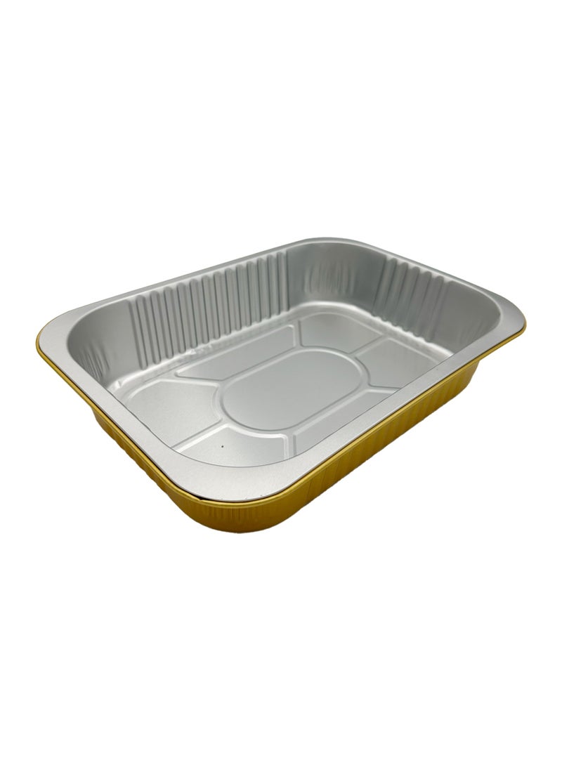 Ideal Pack 2200 ml Golden Aluminium Rectangular Food Container with Lid – 1 Pc