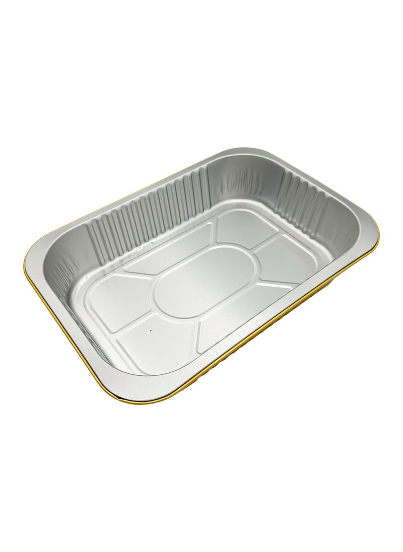 Ideal Pack 2200 ml Golden Aluminium Rectangular Food Container with Lid – 1 Pc