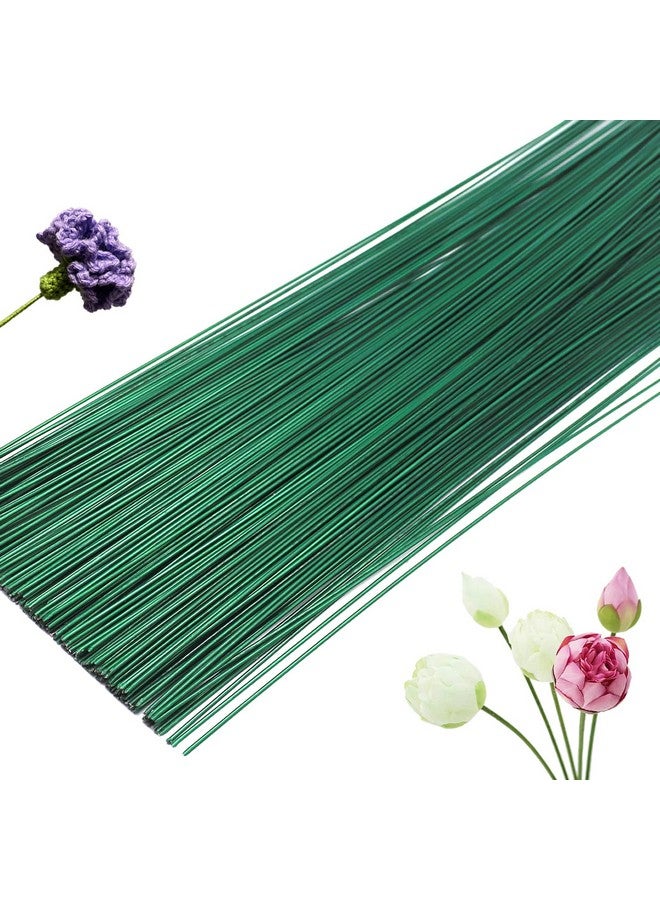 Hamiggaa 200 Pcs Floral Flower Stem Wire 16 Inch 22 Gauge Flower Paper Wrapped Wire Green Crafting Floral Stem For Flower Arrangements Diy Bouquent Stem Wrapping And Crafts - Image 1
