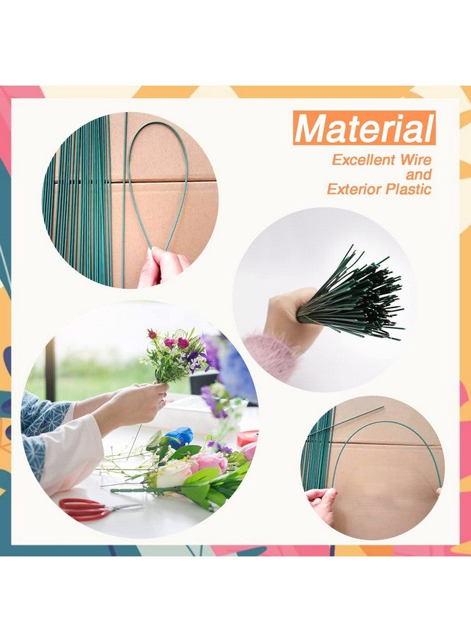 Hamiggaa 200 Pcs Floral Flower Stem Wire 16 Inch 22 Gauge Flower Paper Wrapped Wire Green Crafting Floral Stem For Flower Arrangements Diy Bouquent Stem Wrapping And Crafts - Image 3