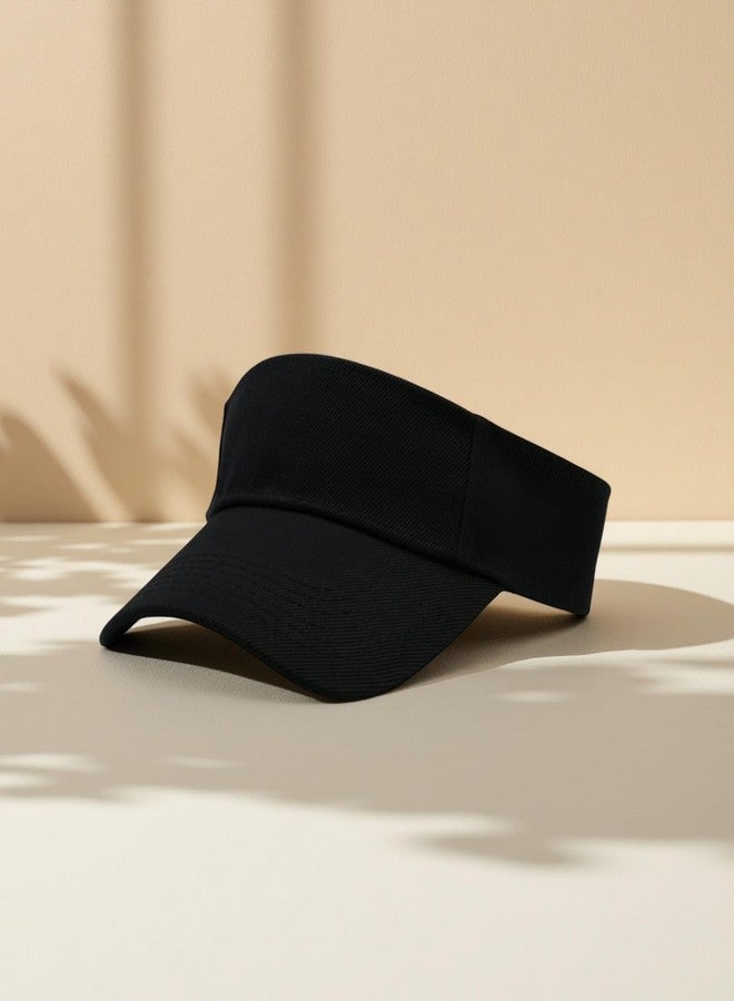 Sports Athletic Sun Visor Hats Adjustable Cotton Golf Baseball Tennis Cap for Boys Girls (US, Alpha, One Size, Black) - Image 3