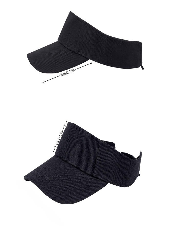 Sports Athletic Sun Visor Hats Adjustable Cotton Golf Baseball Tennis Cap for Boys Girls (US, Alpha, One Size, Black) - Image 2