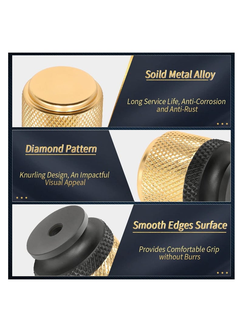 12 Pack Knurled Cabinet Knobs, Kitchen Cabinet Knobs, Modern Decorative Drawer Knobs, Modern Dresser Knobs Knurled Cabinet Hardware - 1 Inchfor Kitchen Bedroom Cupboard, Black & Gold - Image 3