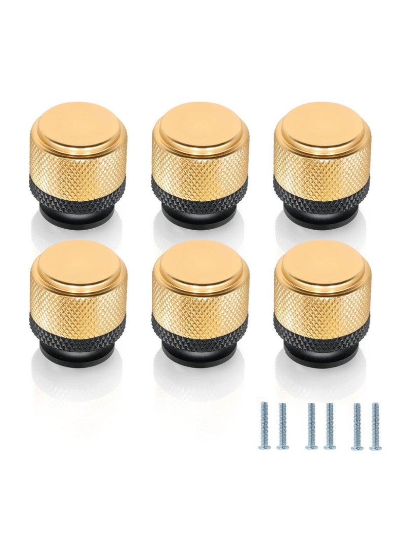 12 Pack Knurled Cabinet Knobs, Kitchen Cabinet Knobs, Modern Decorative Drawer Knobs, Modern Dresser Knobs Knurled Cabinet Hardware - 1 Inchfor Kitchen Bedroom Cupboard, Black & Gold - Image 1