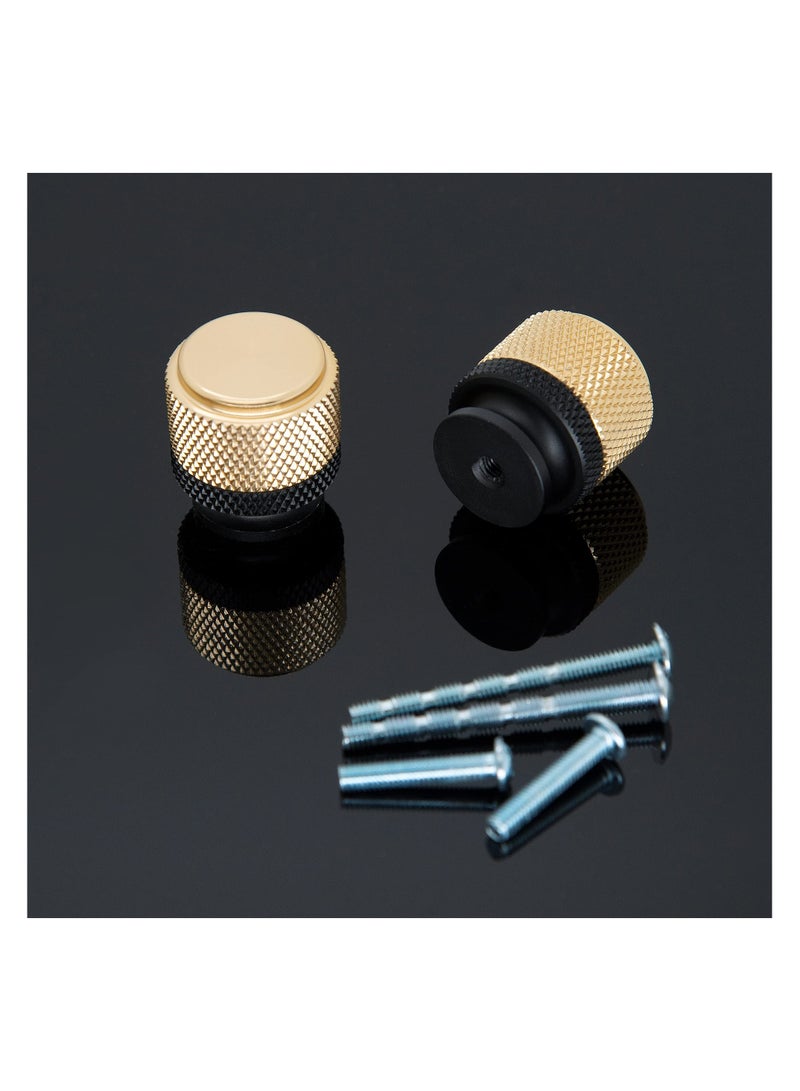 12 Pack Knurled Cabinet Knobs, Kitchen Cabinet Knobs, Modern Decorative Drawer Knobs, Modern Dresser Knobs Knurled Cabinet Hardware - 1 Inchfor Kitchen Bedroom Cupboard, Black & Gold - Image 4