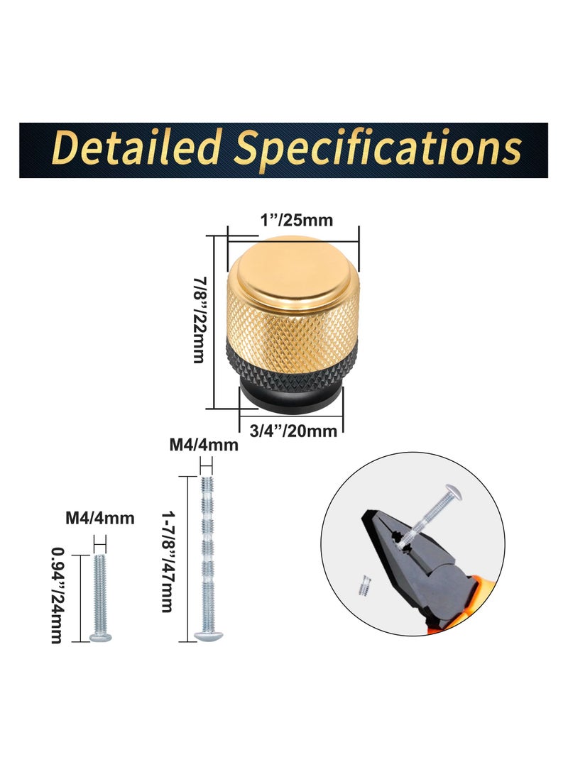 12 Pack Knurled Cabinet Knobs, Kitchen Cabinet Knobs, Modern Decorative Drawer Knobs, Modern Dresser Knobs Knurled Cabinet Hardware - 1 Inchfor Kitchen Bedroom Cupboard, Black & Gold - Image 5