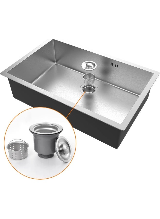 Ibergrif M87044 Kitchen Sink 70 x 44 cm, Under Countertop Sink with Drain Filter, Stainless Steel - Image 2
