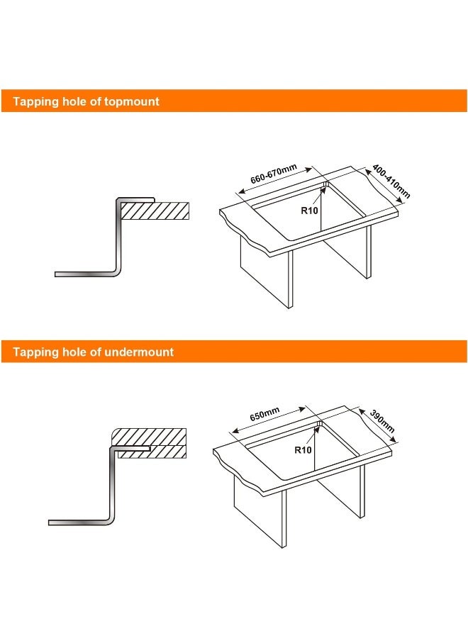 Ibergrif M87044 Kitchen Sink 70 x 44 cm, Under Countertop Sink with Drain Filter, Stainless Steel - Image 5