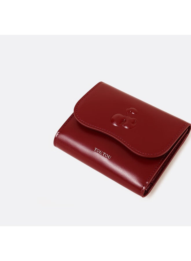 toutou Cherry Cowhide Wallet Short Card Holder For Girlfriend - Image 2