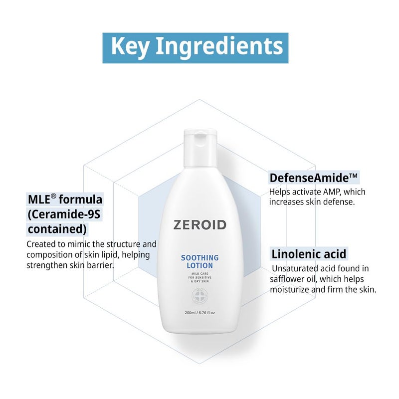 ZEROID | Soothing Lotion | Moisturizer for Sensitive Skin | Skin Barrier Repair | Face & Body Lotion for Soothing & Calming | Lotion for Extremely Dry Skin | Korean Skin Care | 6.76 fl oz (200ml) - Image 5