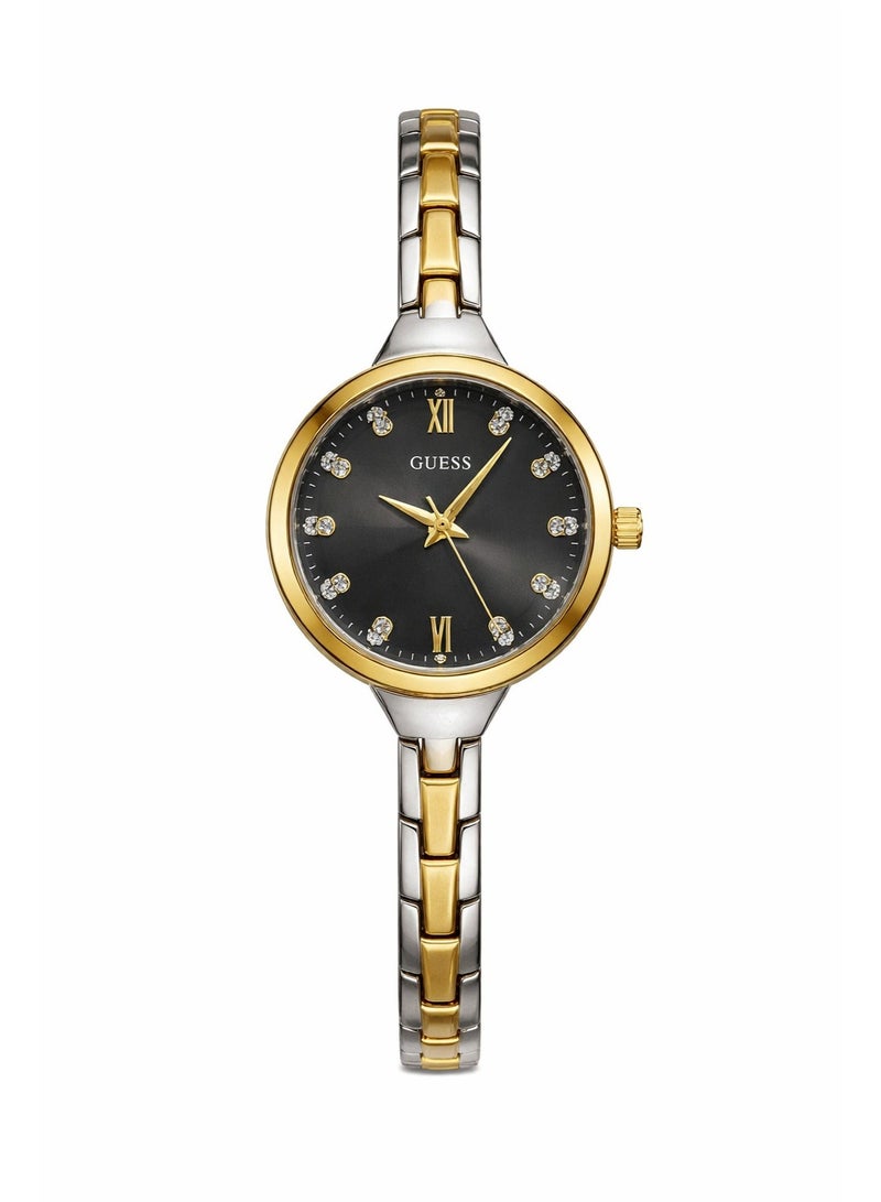 جس ساعة غيس نسائي بعقارب كوارتز – ستانلس ستيل ثنائي اللون مع مينا أسود