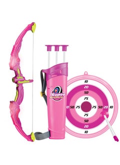 Click N' Play N' Play Pink Bow & Arrow Archery Set For Girls, Toy Bow & Arrow That Lights Up For Outdoor Play With 3 Suction Cup Arrows, Target & Quiver, Practice Archery Set For Children Ages 4 & Up  - Image 1