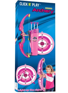 Click N' Play N' Play Pink Bow & Arrow Archery Set For Girls, Toy Bow & Arrow That Lights Up For Outdoor Play With 3 Suction Cup Arrows, Target & Quiver, Practice Archery Set For Children Ages 4 & Up  - Image 5