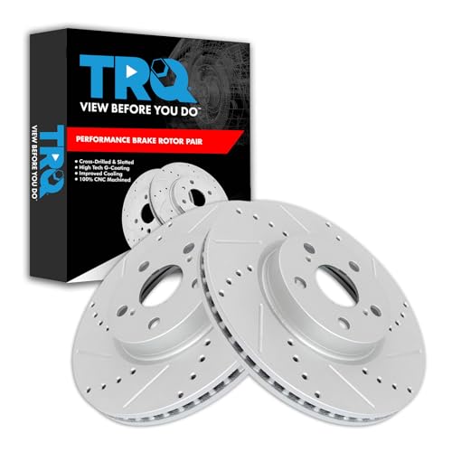 TRQ Front Performance Brake Rotors Set Premium G-Coated Cross Drilled & Slotted Compatible with 2009-2010 Pontiac Vibe 2008-2014 Scion xD 2009-2019 Toyota Corolla 2009-2013 Matrix - Image 2