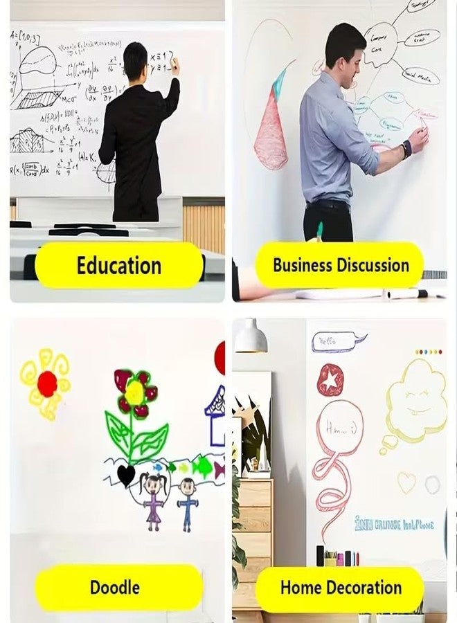 صن بيرد سبورة بيضاء لاصقة من صن بيرد، سبورة بيضاء زجاجية يمكنك صنعها بنفسك وأقلام قابلة للمسح الجاف، موفرة للمساحة للمنزل والمكتب (16 × 120 بوصة) - Image 5