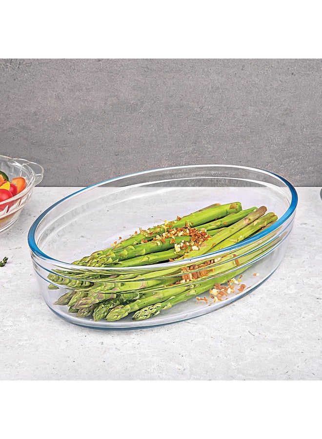 La Opala Cook Serve Store 100% Borosilicate Glass Bakeware & Serveware | Oval Baking Dish, 700 ml | For Baking & Serving | Microwave & Oven Proof | Dishwasher & Freezer Proof | Durable | Transparent - Image 1